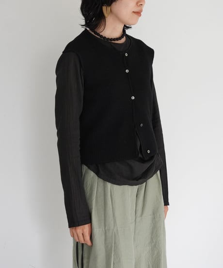 METHO / waffle through fit vest (2 COLORS)
