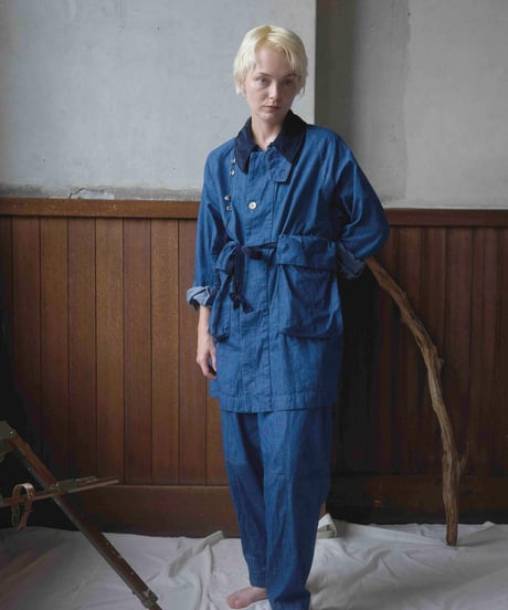 AS YET UNNAMED. / The Barrel Work Trousers (Light Indigo Denim)