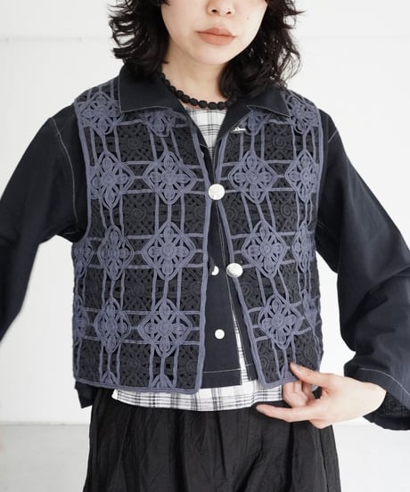 KROMALUDI / Hand Woven Short Length Top (Black)