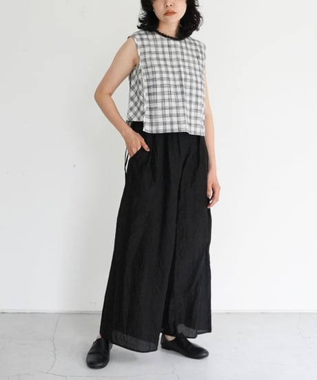 KROMALUDI / Hand Woven Sleeveless Top (Jharna Gingham)