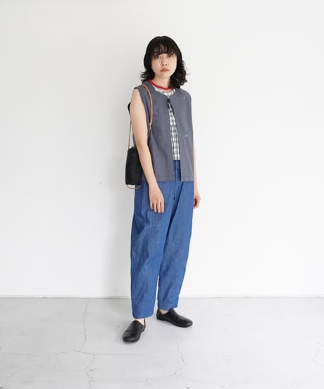 AS YET UNNAMED. / The Barrel Work Trousers (Light Indigo Denim)