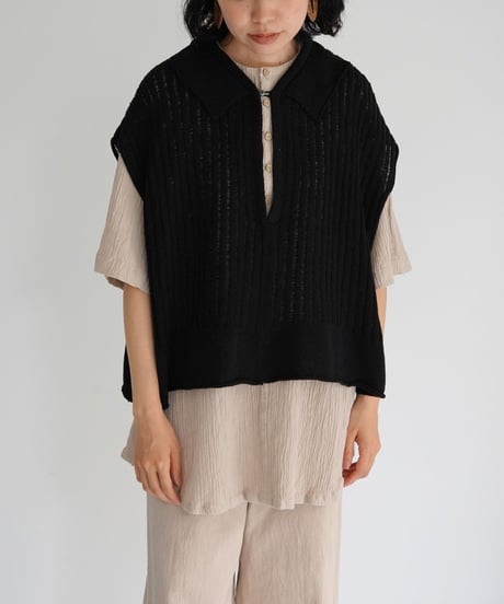 METHO / harinuki knit vest - short length (2 COLORS)