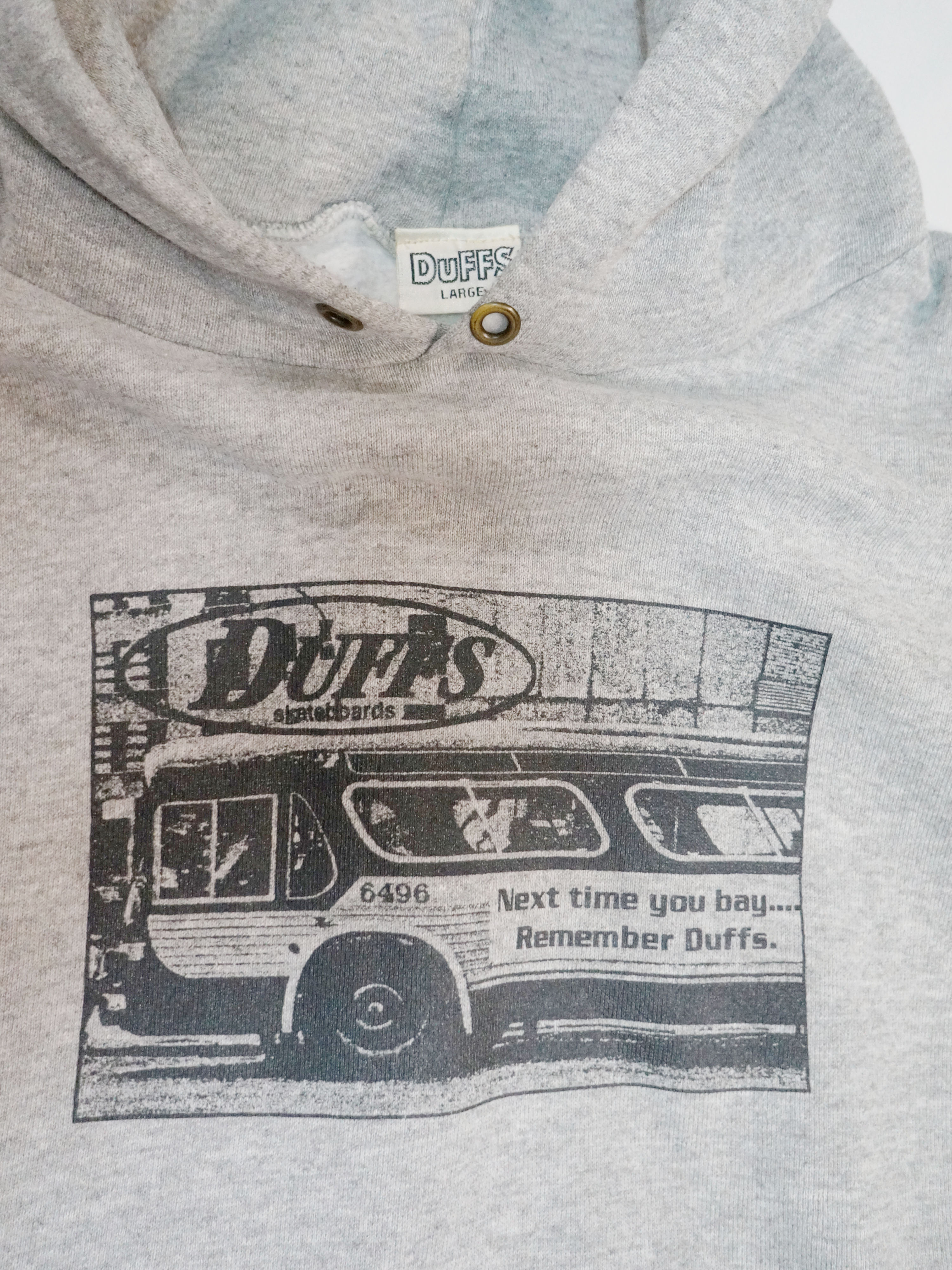 【1993年USA製】初期 DuFFS スウェット オールドSK8 ビンテージ 90s DuFFS Bus Photo Hoodie L | 東京スケートボード博物館