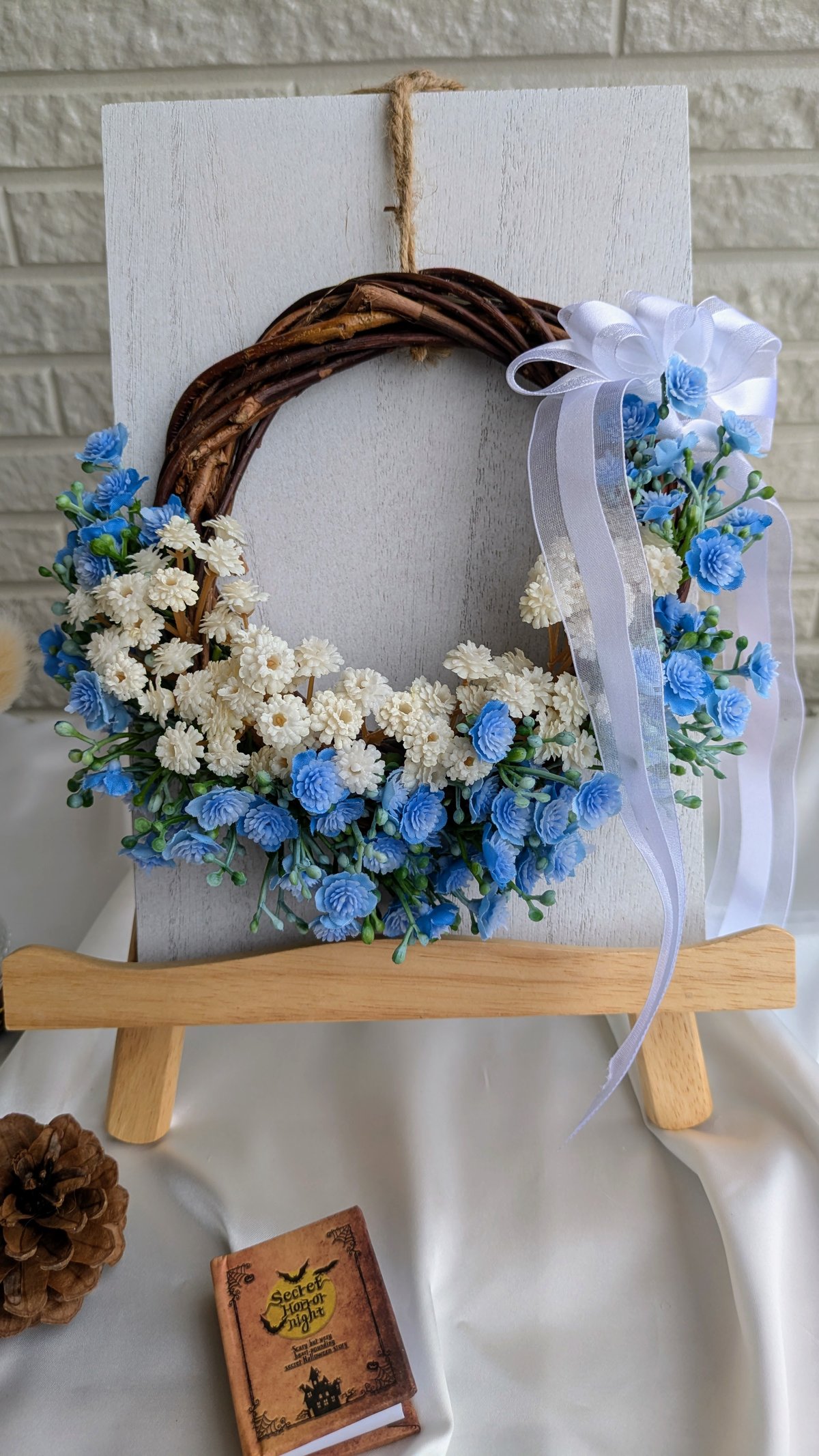 ナチュラルリース✿　アーティフィシャルフラワー　ホワイトリース　造花 fit=scale-down,w=1200