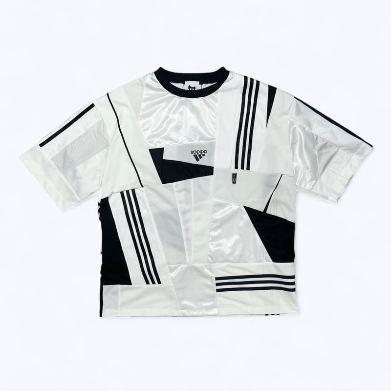 クレイジーパッチワークの再構築オーバーサイズTシャツ -white02