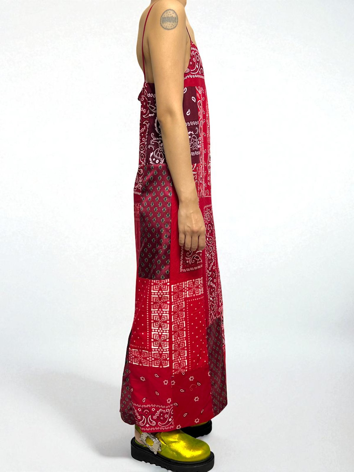 vintage bandanna patchwork cami dress -red- | NELI