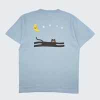 umao ねこちゃん バック刺繍 Tシャツ / アシッドブルー