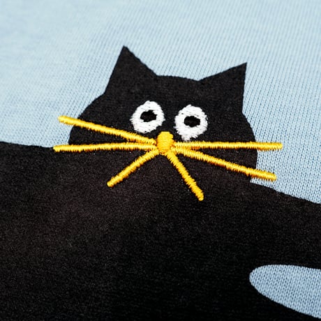 umao ねこちゃん バック刺繍 Tシャツ / アシッドブルー