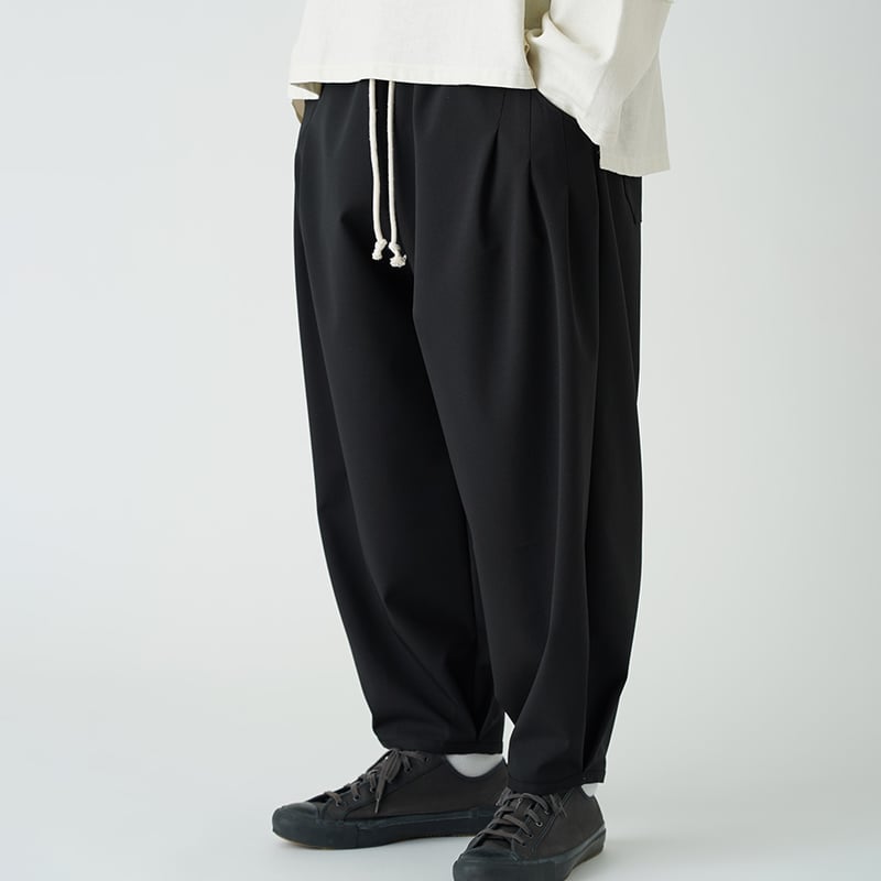 WANTHEM｜LOOSE SHIFT PLEATED PANT-BLACK | WANTHE
