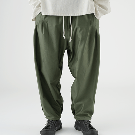 WANTHEM｜LOOSE SHIFT PLEATED PANT  2TONE KHAKI