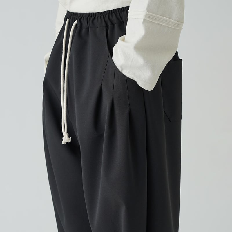 WANTHEM｜LOOSE SHIFT PLEATED PANT-BLACK | WANTHE
