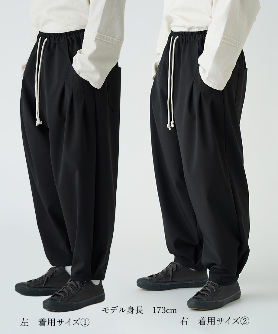 WANTHEM｜LOOSE SHIFT PLEATED PANT-BLACK | WANTHE