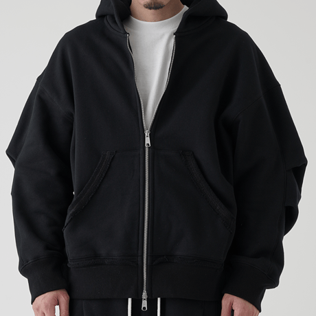 WANTHEM｜LOOSE ELBOW TUCK ZIP-UP HOODIE