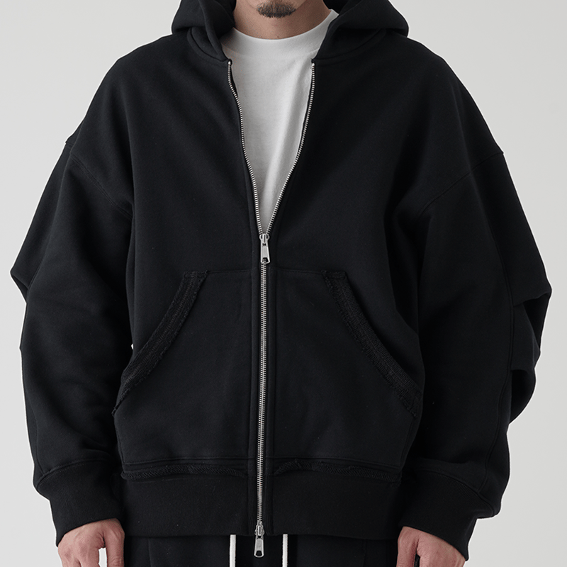 Looseブラック ジップアップジャケット ザラ】オーバーサイズ もこもこ  