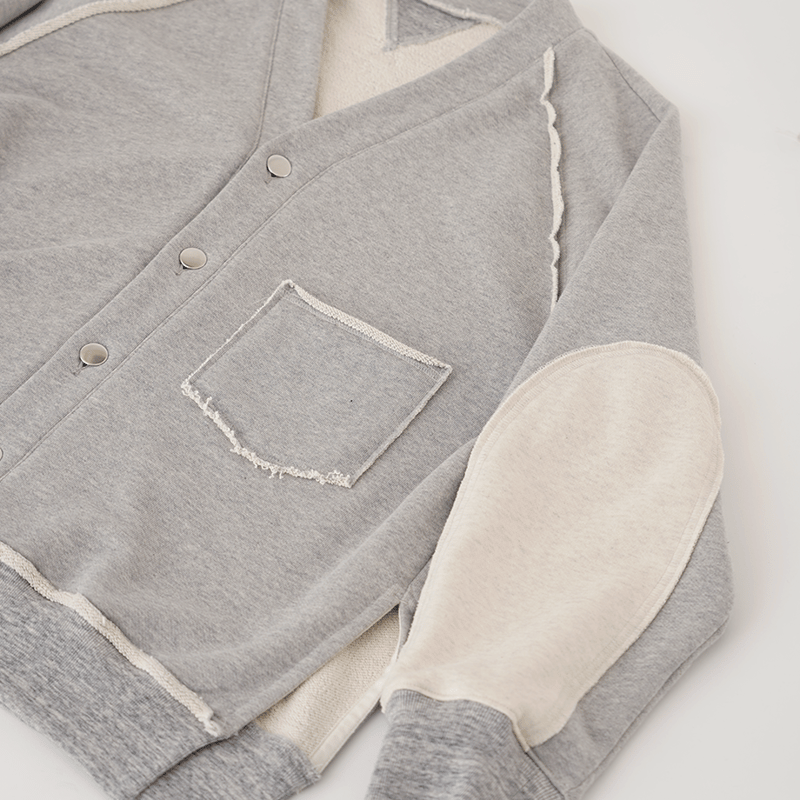 【POLYPLOID】カーディガン エルボーパッチ グレー Maison Margiela（メゾン マルジェラミドルゲージウールリネン