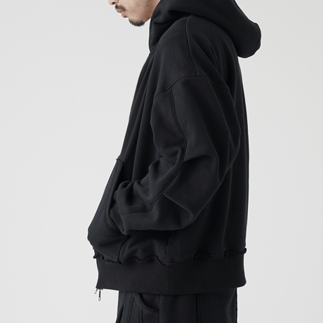 WANTHEM｜LOOSE ELBOW TUCK ZIP-UP HOODIE