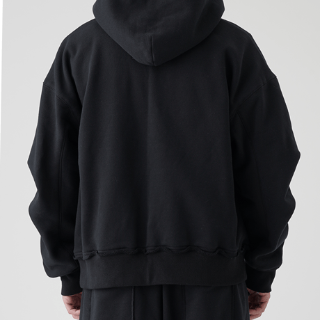 WANTHEM｜LOOSE ELBOW TUCK ZIP-UP HOODIE