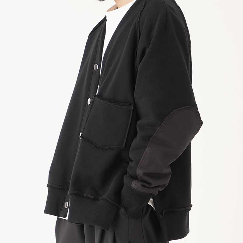 トップス British Made Knit Cardigan Elbow Patch WANTHEM｜INSIDEOUT ELBOW PATCH SWEAT CARDIGAN-BL