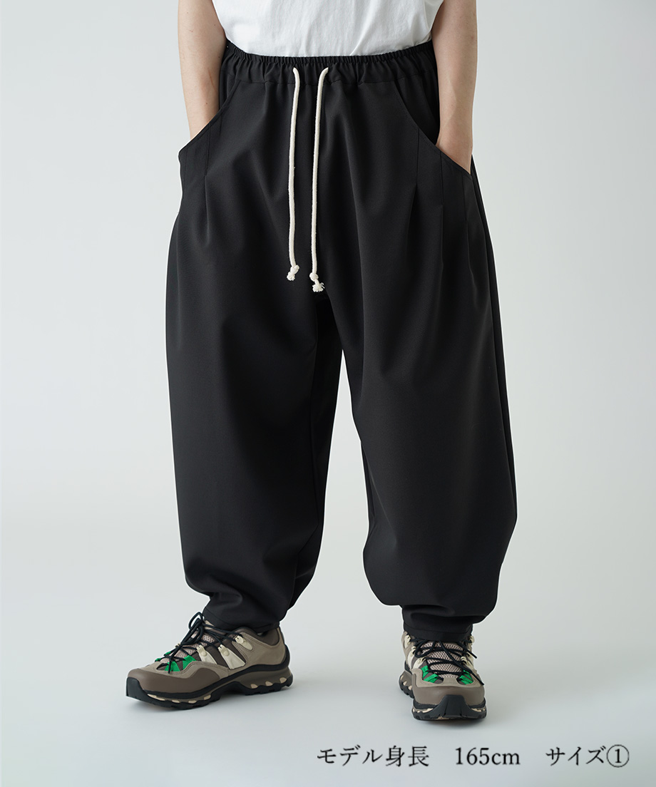 WANTHEM｜LOOSE SHIFT PLEATED PANT-BLACK | WANTHE