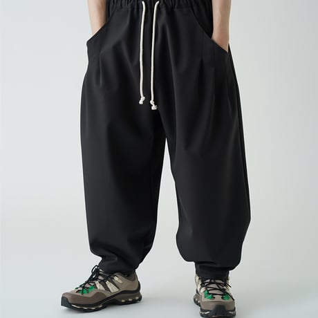 WANTHEM｜LOOSE SHIFT PLEATED PANT  2TONE KHAKI