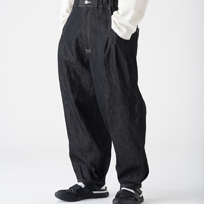 ボトムス H WANTHEM｜LOOSE SHIFT PLEATED JEANS - NAVY | WANT