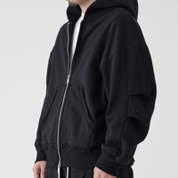 WANTHEM｜LOOSE ELBOW TUCK ZIP-UP HOODIE
