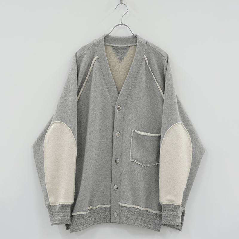 【POLYPLOID】カーディガン エルボーパッチ グレー WANTHEM｜INSIDEOUT ELBOW PATCH SWEAT CARDIGAN-GR