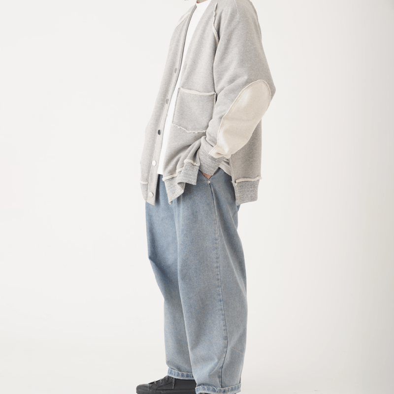 WANTHEM｜INSIDEOUT ELBOW PATCH SWEAT CARDIGAN-GR