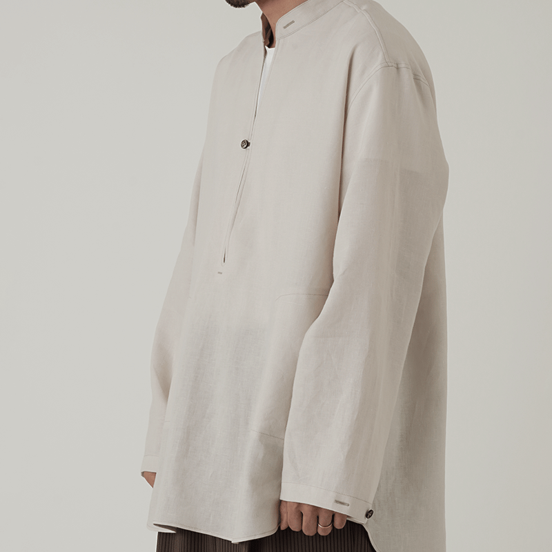 WANTHEM｜STAND COLLAR SKIPPER SHIRT-Greige- | WA