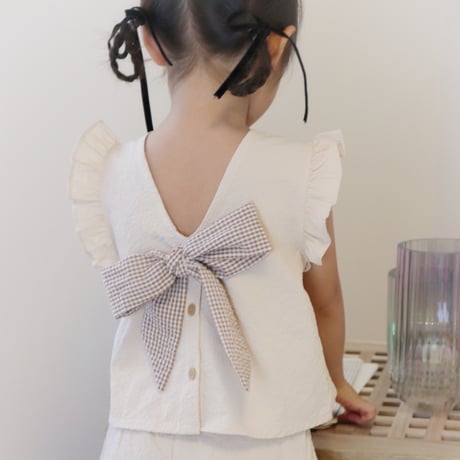 【即納】リボンフリルセットアップ（90/110cm)