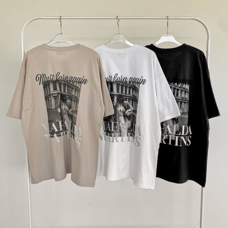 ラウンドネックオーバーサイズプリントTシャツ