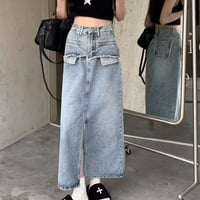 アンバランスポケットフロントスリットデニムスカート