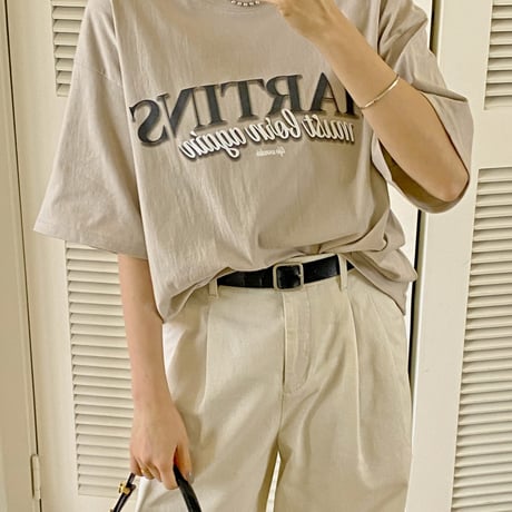 ラウンドネックオーバーサイズプリントTシャツ