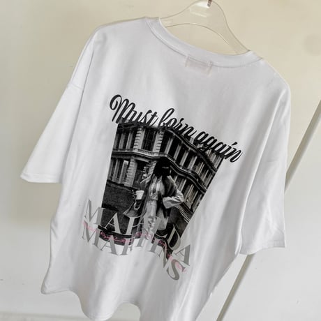 ラウンドネックオーバーサイズプリントTシャツ