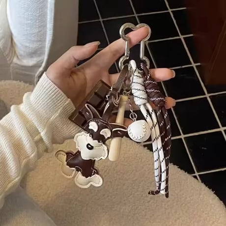 シュナウザーベースボールバッグチャーム