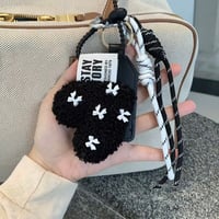 ボアハートリボンバッグチャーム