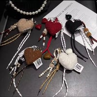 ボアハートバッグチャーム