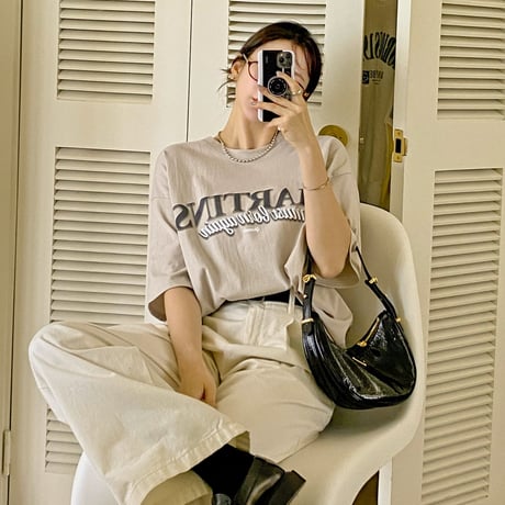 ラウンドネックオーバーサイズプリントTシャツ