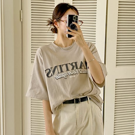 ラウンドネックオーバーサイズプリントTシャツ