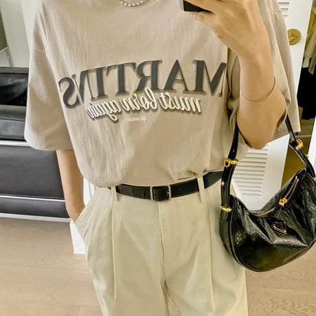 ラウンドネックオーバーサイズプリントTシャツ
