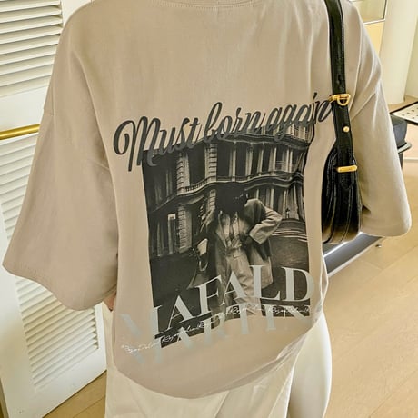 ラウンドネックオーバーサイズプリントTシャツ