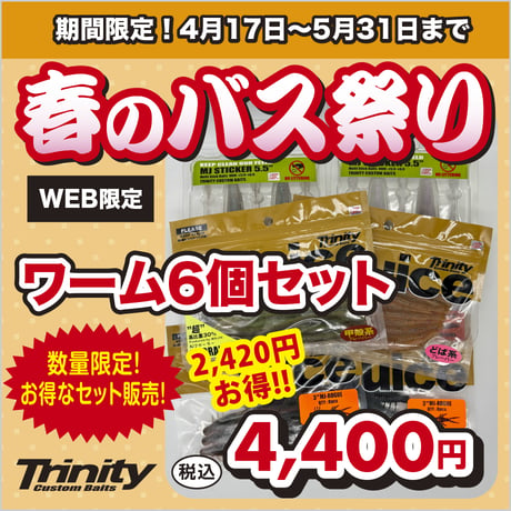【2,420円お得!】春のバス祭りお得なワーム6個セット