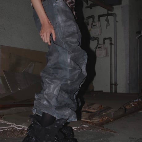 Reconstructed Paint Wide Denim