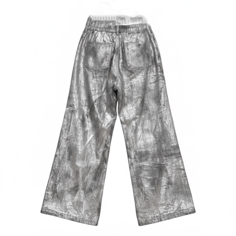 Silver Paint Wide Denim