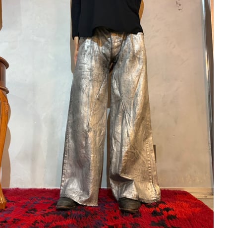 Silver Paint Wide Denim