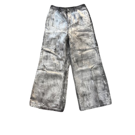 Silver Paint Wide Denim