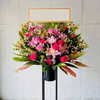 スタンド花お祝い1段（ピンク系）