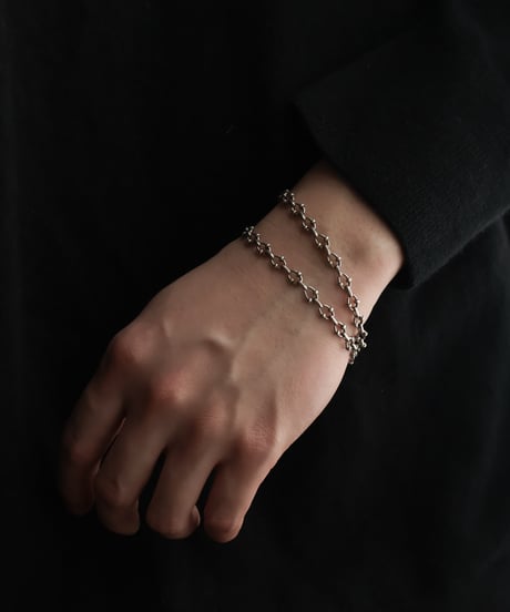 c.1900 France Watch Chain Necklace & Bracelet / Silver 800