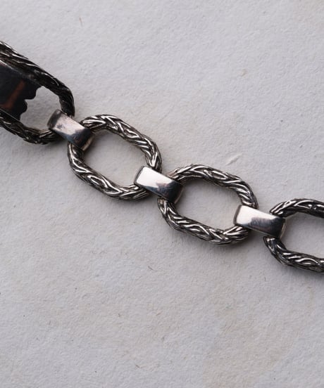 c.1950 France / Chevron Engraved ID Bracelet / Silver 800
