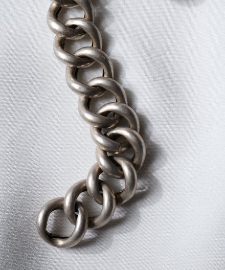 c.1900 France Paris / アールデコ カーブチェーンブレスレット / Silver 800